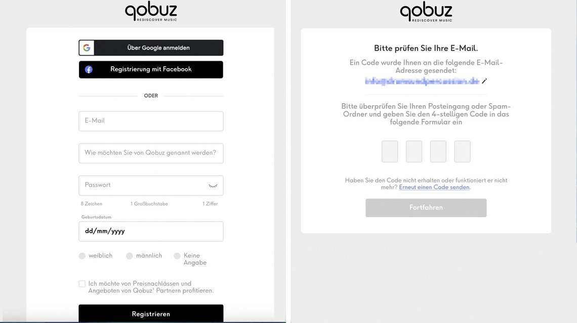 Qobuz-Leseraktion: Registrierungsformular