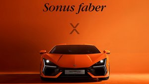 Kooperation Sonus Faber Logo und Lamborghini Revuelto