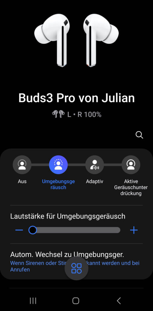 Samsung Galaxy Buds 3 Pro Wearable App Startseite